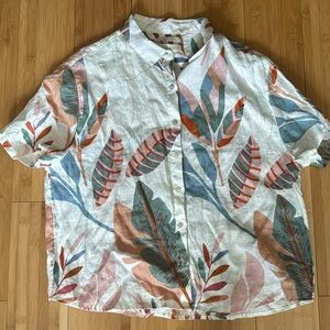 Cynthia Rowley linen tropical print button down